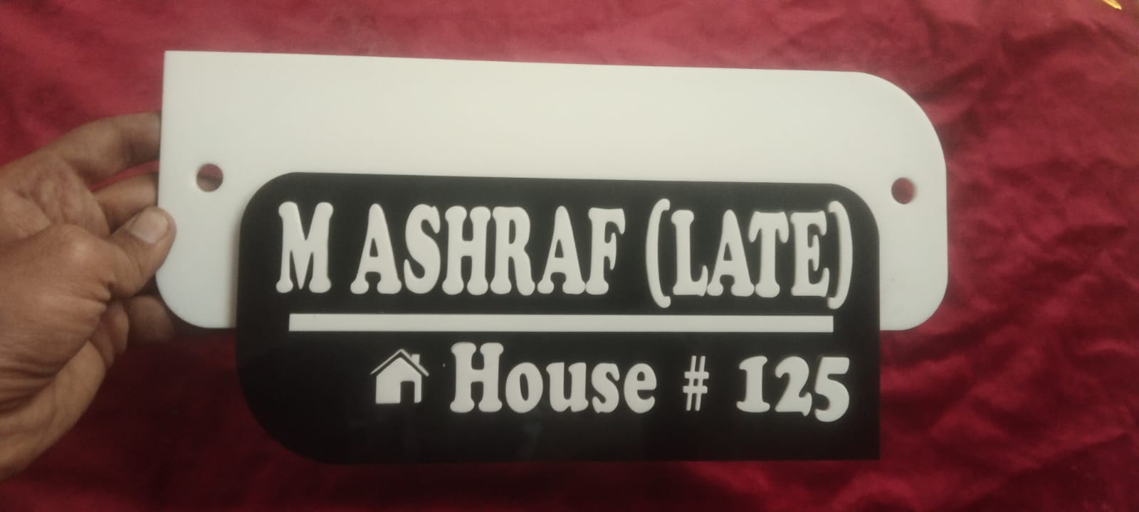 White With Black Shape Acrylic Nameplate