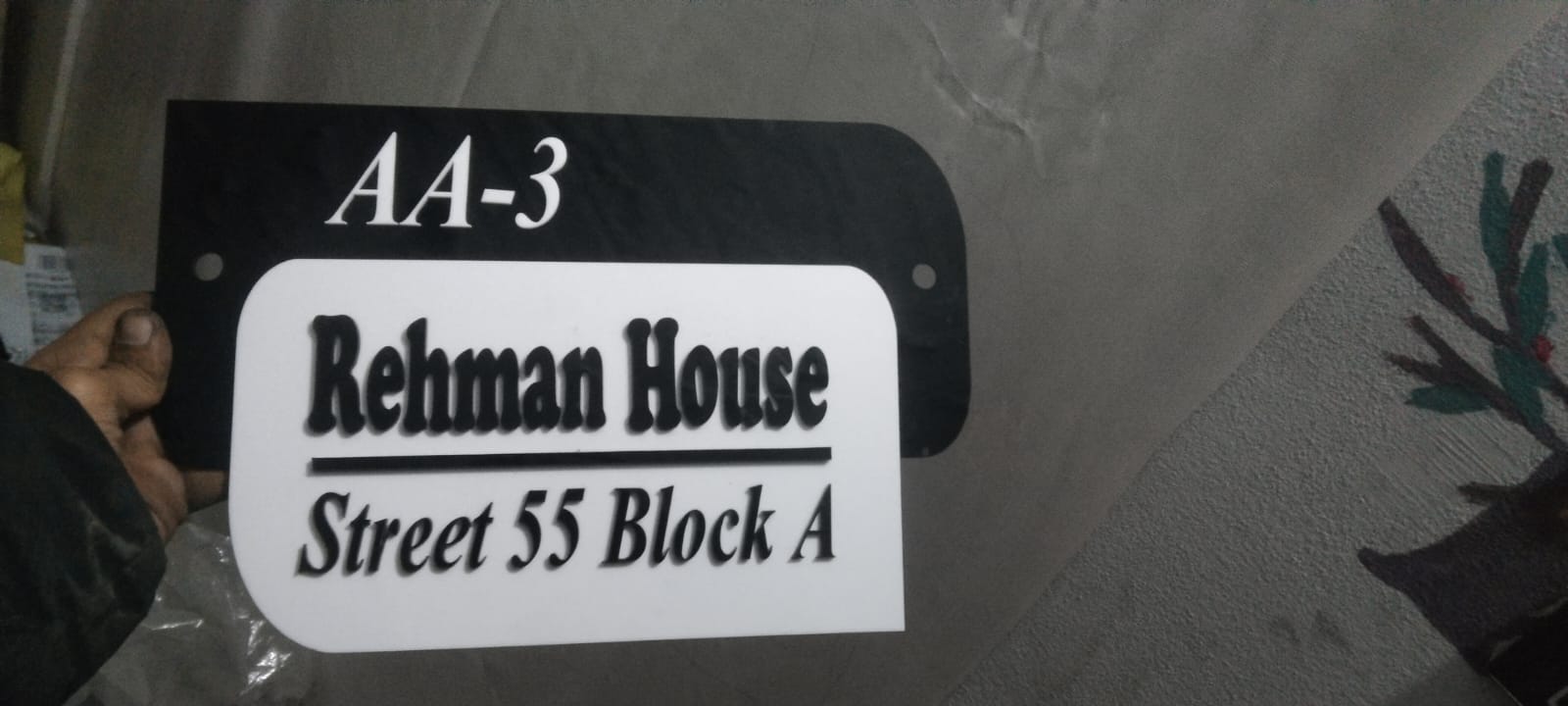 Black With White Shape Acrylic Nameplate