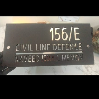 Matt Black  Nameplate With Silver Mirror Back
