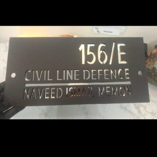 Matt Black  Nameplate With Silver Mirror Back