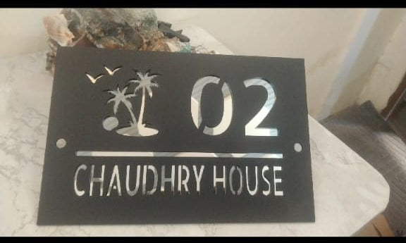 Matt Black  Nameplate With Silver Mirror Back