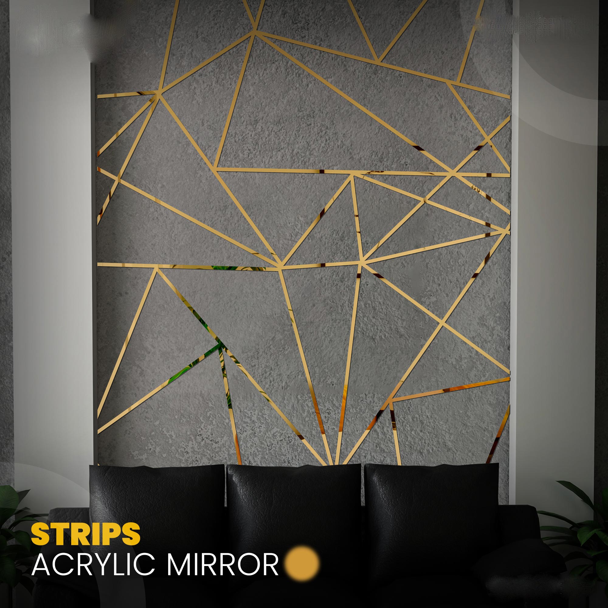 Acrylic Mirror Strips Decor - (1x12 inches)